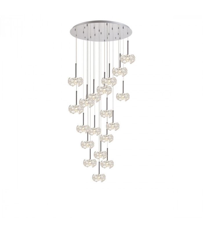 Salisbury 19 Light G9 3.5m Round Multiple Ceiling Pendant With Polished Chrome And Crystal Shade-1