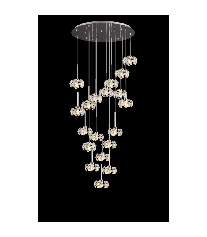 Salisbury 19 Light G9 3.5m Round Multiple Ceiling Pendant With Polished Chrome And Crystal Shade-3