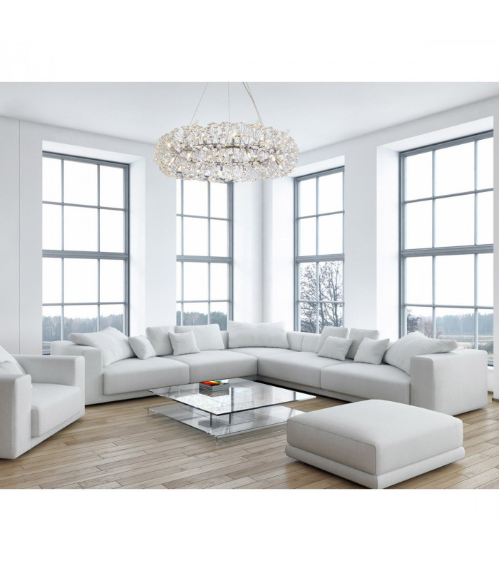 Salisbury 19 Light G9 3.5m Round Multiple Ceiling Pendant With Polished Chrome And Crystal Shade-6