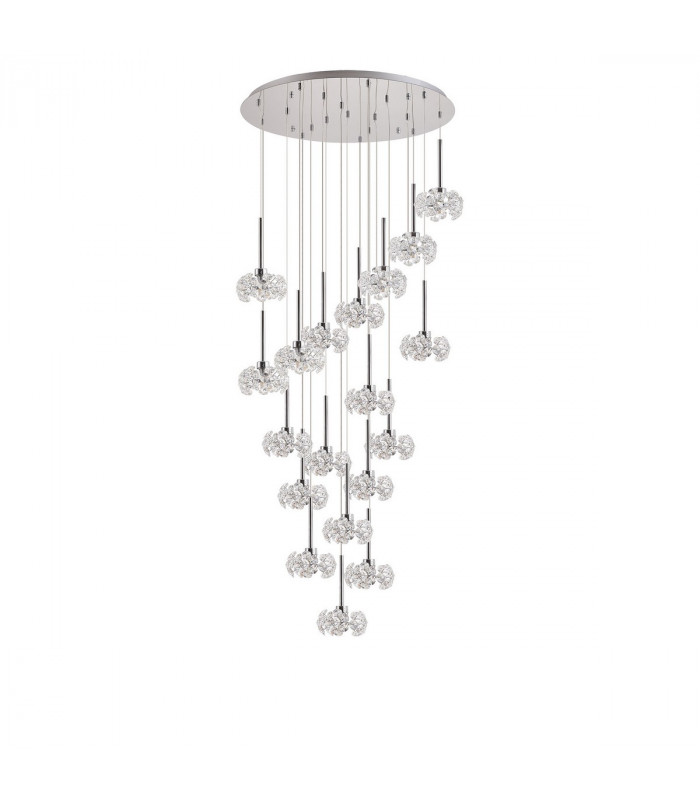 Salisbury 19 Light G9 3.5m Round Multiple Ceiling Pendant With Polished Chrome And Crystal Shade-8