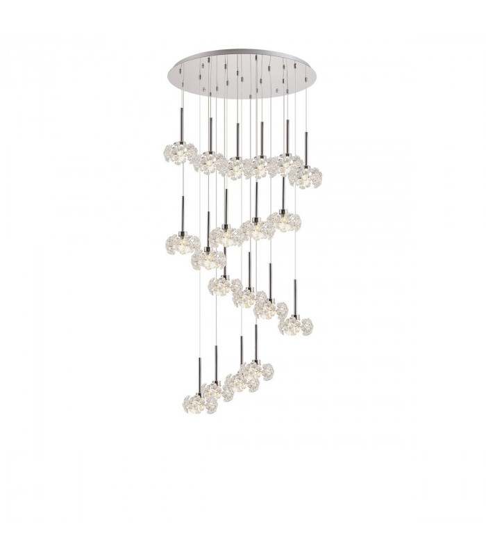 Salisbury 19 Light G9 3.5m Round Multiple Ceiling Pendant With Polished Chrome And Crystal Shade-9