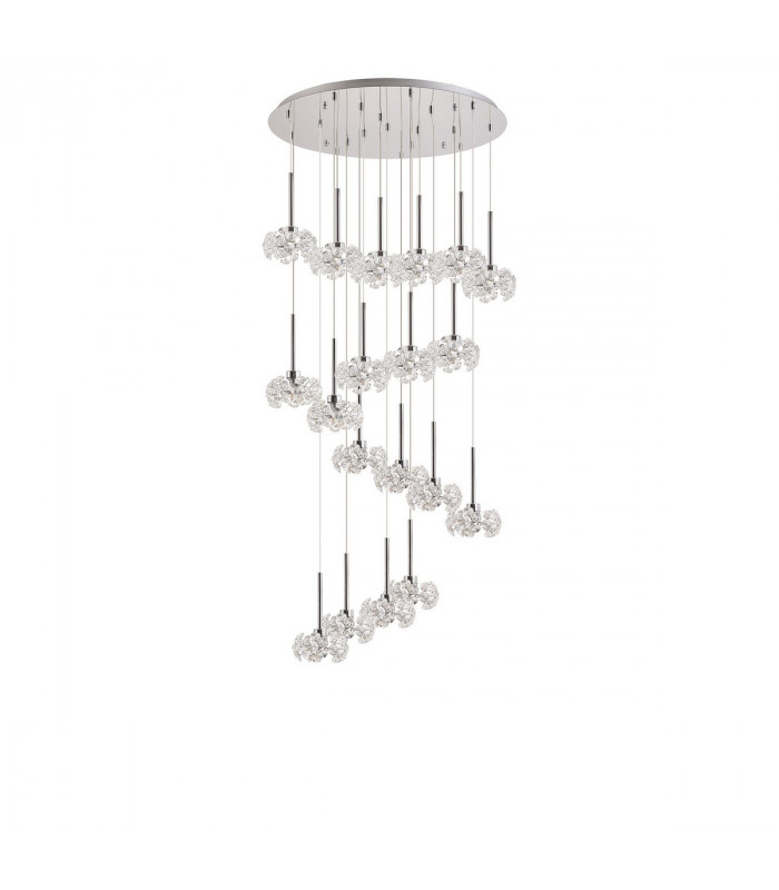 Salisbury 19 Light G9 3.5m Round Multiple Ceiling Pendant With Polished Chrome And Crystal Shade-10
