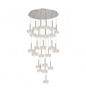 Salisbury 24 Light G9 5m Round Multiple Ceiling Pendant With Polished Chrome And Crystal Shade-1