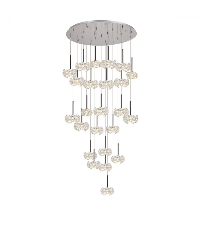 Salisbury 24 Light G9 5m Round Multiple Ceiling Pendant With Polished Chrome And Crystal Shade-1