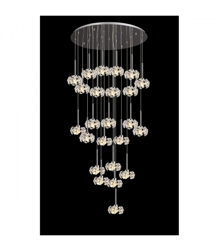 Salisbury 24 Light G9 5m Round Multiple Ceiling Pendant With Polished Chrome And Crystal Shade-3