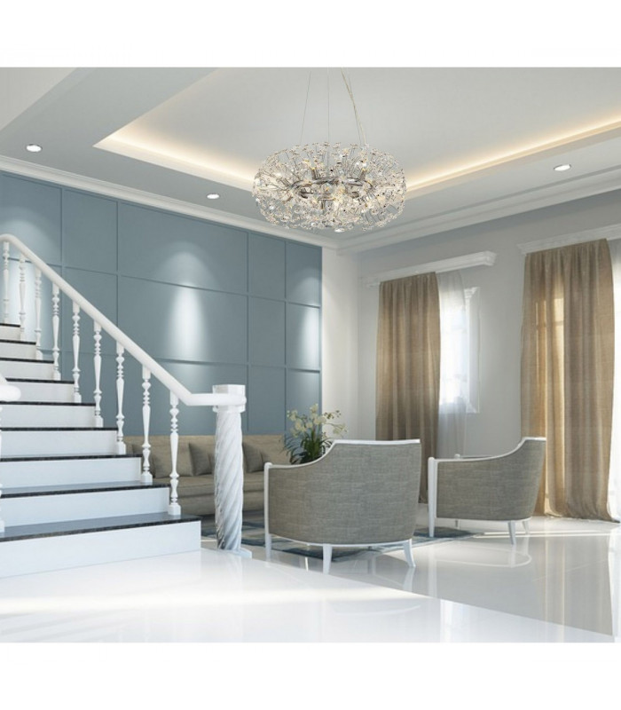 Salisbury 24 Light G9 5m Round Multiple Ceiling Pendant With Polished Chrome And Crystal Shade-4