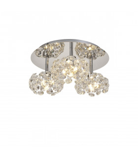 Salisbury Round 3 Light G9 35cm Flush Light With Polished Chrome And Crystal Shade-1