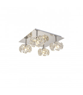 Salisbury Square 4 Light G9 40cm Flush Light With Polished Chrome Square And Crystal Shade-1