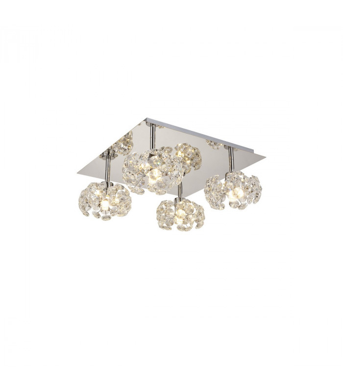 Salisbury Square 4 Light G9 40cm Flush Light With Polished Chrome Square And Crystal Shade-1