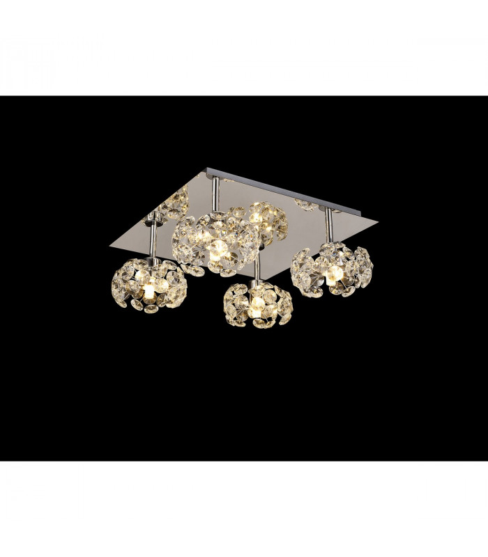 Salisbury Square 4 Light G9 40cm Flush Light With Polished Chrome Square And Crystal Shade-3