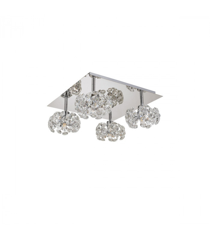 Salisbury Square 4 Light G9 40cm Flush Light With Polished Chrome Square And Crystal Shade-7