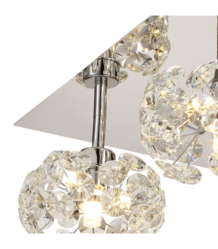 Salisbury Square 4 Light G9 40cm Flush Light With Polished Chrome Square And Crystal Shade-8