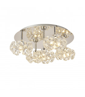 Salisbury Round 5 Light G9 Flush Light With Polished Chrome And Crystal Shade-1