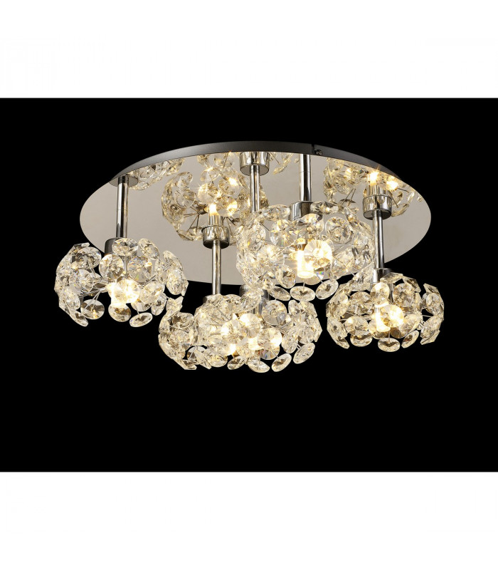 Salisbury Round 5 Light G9 Flush Light With Polished Chrome And Crystal Shade-3