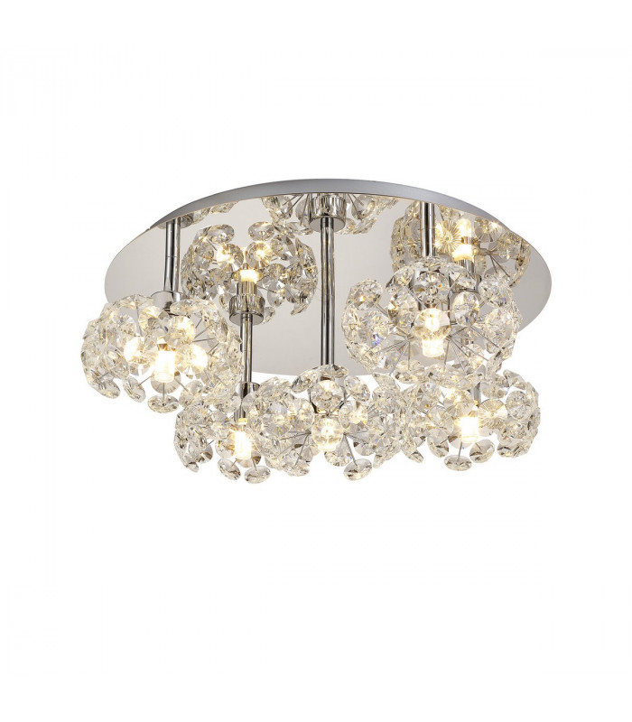 Salisbury Round 5 Light G9 Flush Light With Polished Chrome And Crystal Shade-9