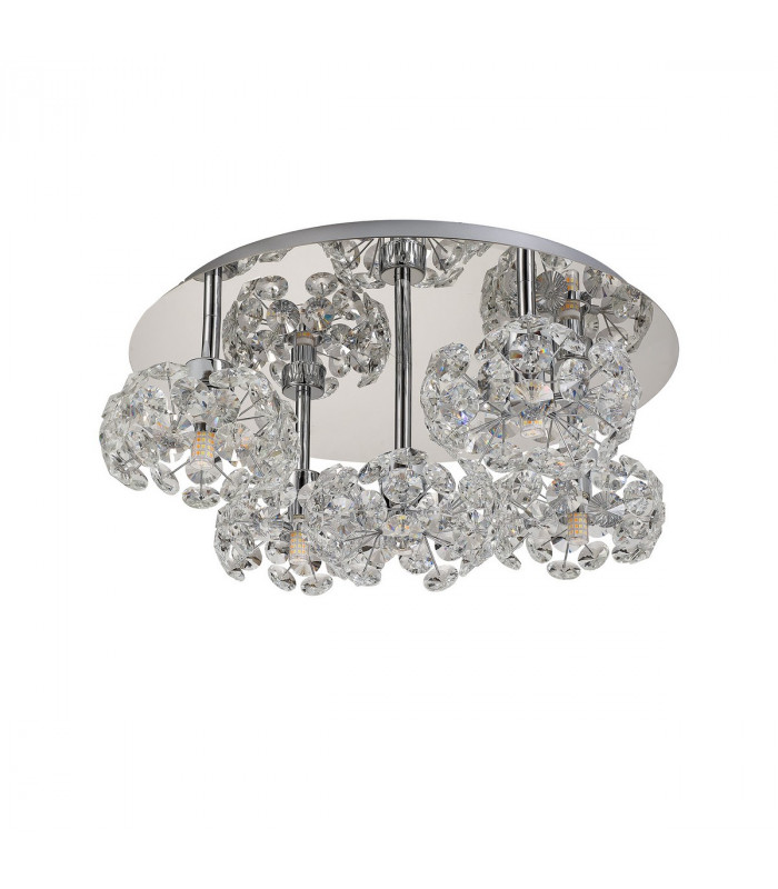 Salisbury Round 5 Light G9 Flush Light With Polished Chrome And Crystal Shade-10