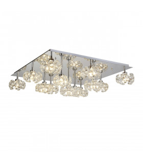 Salisbury Square 13 Light G9 Flush Light With Polished Chrome Square And Crystal Shade-1