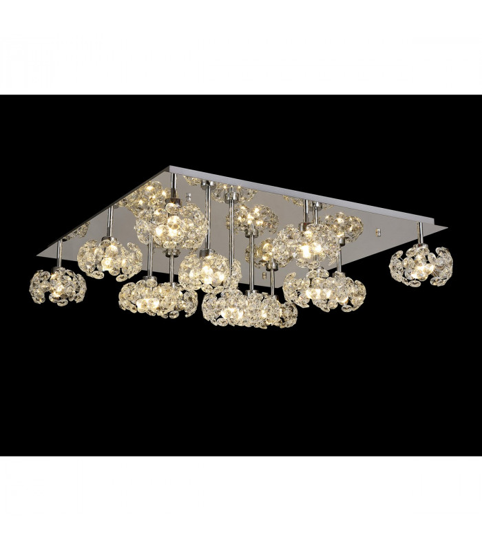 Salisbury Square 13 Light G9 Flush Light With Polished Chrome Square And Crystal Shade-3