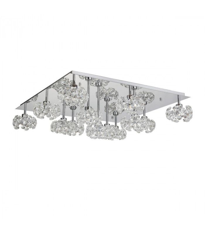 Salisbury Square 13 Light G9 Flush Light With Polished Chrome Square And Crystal Shade-7