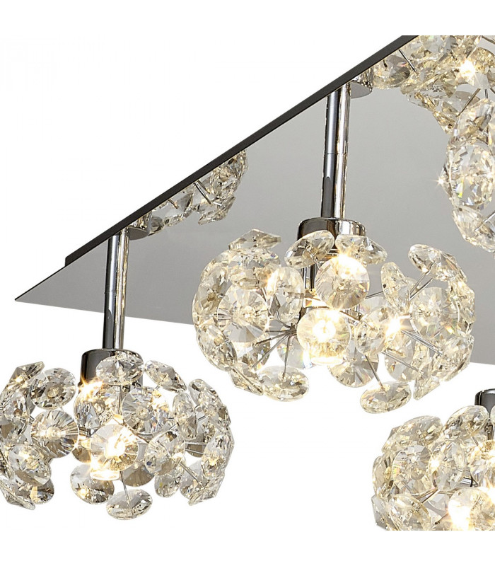 Salisbury Square 13 Light G9 Flush Light With Polished Chrome Square And Crystal Shade-8