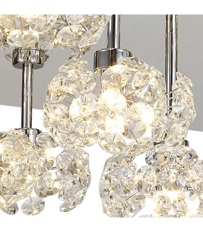Salisbury Square 13 Light G9 Flush Light With Polished Chrome Square And Crystal Shade-9
