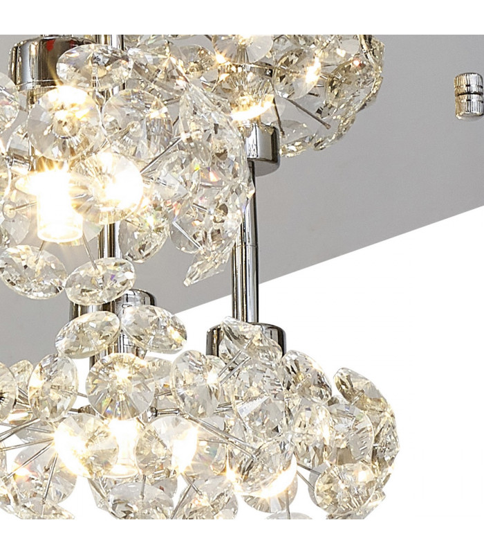 Salisbury Square 13 Light G9 Flush Light With Polished Chrome Square And Crystal Shade-10