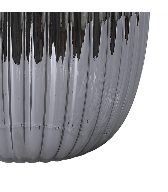 Yorktown Ceiling Pendant E27 With 20cm Almond Ribbed Glass Smoked Polished Nickel Matt Black-10