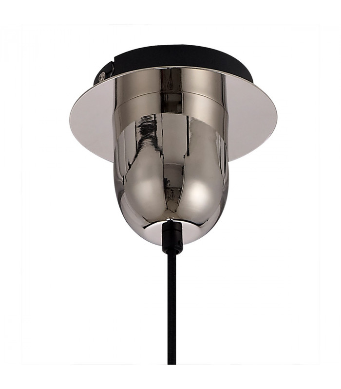 Yorktown Ceiling Pendant E27 With 20cm Almond Ribbed Glass Champagne Polished Nickel Matt Black-6