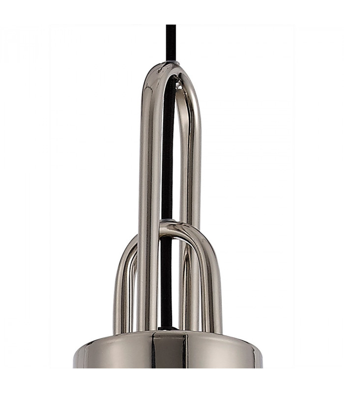 Yorktown Ceiling Pendant E27 With 20cm Almond Ribbed Glass Champagne Polished Nickel Matt Black-7