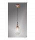Yorktown Ceiling Pendant E27 With 20cm Almond Ribbed Glass Clear Copper Matt Black-3