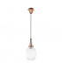 Yorktown Ceiling Pendant E27 With 20cm Almond Ribbed Glass Clear Copper Matt Black-4