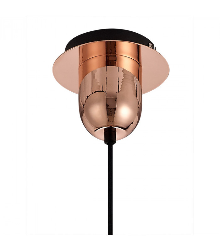 Yorktown Ceiling Pendant E27 With 20cm Almond Ribbed Glass Clear Copper Matt Black-6