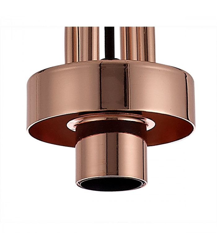 Yorktown Ceiling Pendant E27 With 20cm Almond Ribbed Glass Clear Copper Matt Black-8