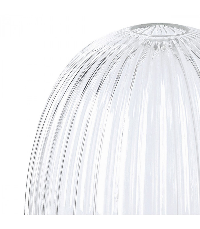 Yorktown Ceiling Pendant E27 With 20cm Almond Ribbed Glass Clear Copper Matt Black-9