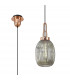 Yorktown Ceiling Pendant E27 With 20cm Almond Ribbed Glass Smoked Copper Matt Black-1