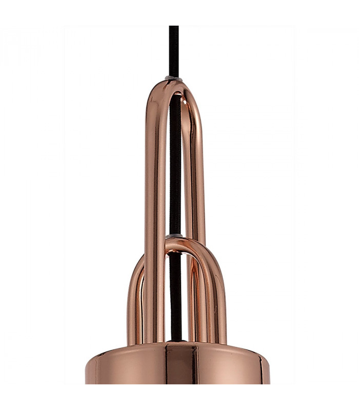 Yorktown Ceiling Pendant E27 With 20cm Almond Ribbed Glass Champagne Copper Matt Black-7