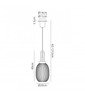 Yorktown Ceiling Pendant E27 With 20cm Almond Ribbed Glass Opal Copper Matt Black-2