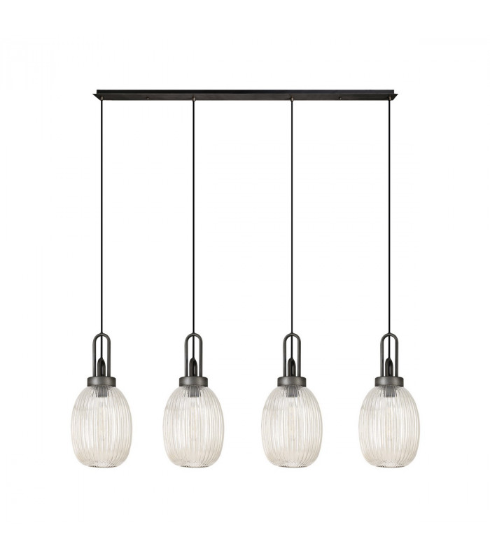 Yorktown Ceiling Pendant E27 With 20cm Almond Ribbed Glass Champagne Brass Gold Matt Black-10