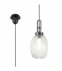 Yorktown Ceiling Pendant E27 With 20cm Almond Ribbed Glass Clear Black Chrome Matt Black-1