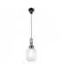 Yorktown Ceiling Pendant E27 With 20cm Almond Ribbed Glass Clear Black Chrome Matt Black-5
