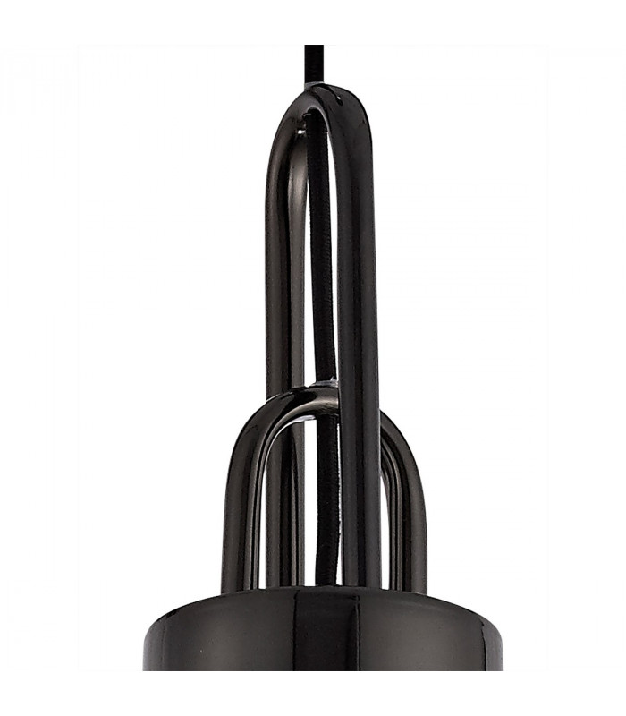 Yorktown Ceiling Pendant E27 With 20cm Almond Ribbed Glass Smoked Black Chrome Matt Black-7