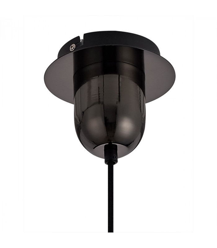 Yorktown Ceiling Pendant E27 With 20cm Almond Ribbed Glass Champagne Black Chrome Matt Black-6