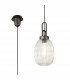 Yorktown Ceiling Pendant E27 20cm Almond Ribbed Glass Clear Black Aged Pewter-1