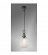 Yorktown Ceiling Pendant E27 20cm Almond Ribbed Glass Clear Black Aged Pewter-3