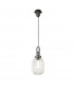 Yorktown Ceiling Pendant E27 20cm Almond Ribbed Glass Clear Black Aged Pewter-5