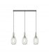 Yorktown Linear 3 Light Ceiling Pendant E27 With 20cm Almond Ribbed Glass Clear Polished Nickel Matt Black-1