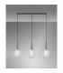Yorktown Linear 3 Light Ceiling Pendant E27 With 20cm Almond Ribbed Glass Clear Polished Nickel Matt Black-3