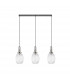 Yorktown Linear 3 Light Ceiling Pendant E27 With 20cm Almond Ribbed Glass Clear Polished Nickel Matt Black-4