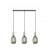 Yorktown Linear 3 Light Ceiling Pendant E27 With 20cm Almond Ribbed Glass Smoked Polished Nickel Matt Black-1