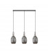 Yorktown Linear 3 Light Ceiling Pendant E27 With 20cm Almond Ribbed Glass Smoked Polished Nickel Matt Black-4